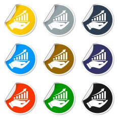chart icon with hand vector illustration Flat design style N4
