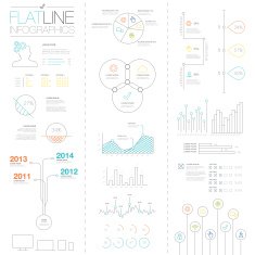 Flat and simple easy colorful outline vector infographic elements