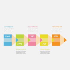 Colorful pencil arrow 5 step Timeline Infographic text Template Flat