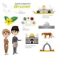 cartoon infographic of brunei asean community