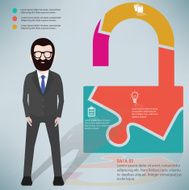 Unlock puzzle businessman infographic on clean background vector