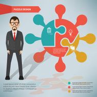 Atom puzzle businessman infographic on clean background vector