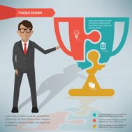 Trophy puzzle businessman infographic on clean background vector