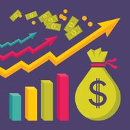 Business Dollar Trend - Vector Illustration in Flat Design Style N2