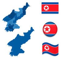 North Korea Map and Flag Collection N2