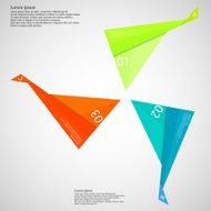 Infographic consists of three folded paper pieces on light