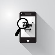 vector of magnificent glass searching for shoping on smart phone