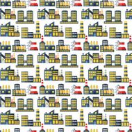 Plants and factories vector seamless pattern background