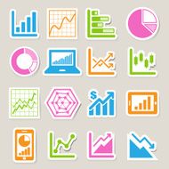 Business Graph sticker icon set