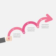 Man three step pink upwards arrow Timeline Infographic Flat