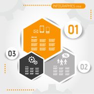 orange hexagonal infographic template with buttons