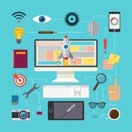 Flat design vector illustration concept of creative process