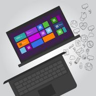 laptop notebook function icon illustration N3