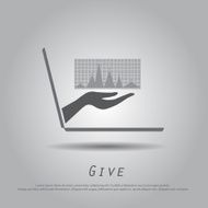 hand hold graph success vector icon