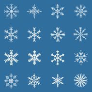 vector set of 16 white snowflakes