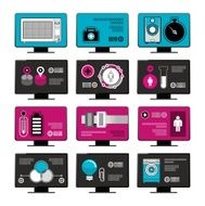 magazine infographics in monitors