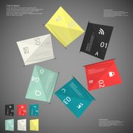 Six color paper sheets on dark