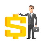 Businessman standing near with dollar sign