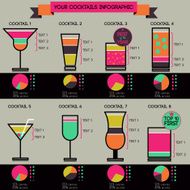 Vector cocktail infographic - set of 8 cocktails