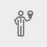 Man holding idea thin line icon N2