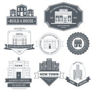 City buildings label template of emblem element for your product