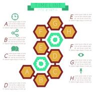 Infographics honeycombs (hexagonal) with footnotes