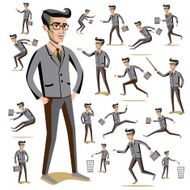 Flat people icons situations web infographic vector set Men lifestyle N11