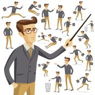 Flat people icons situations web infographic vector set Men lifestyle N12