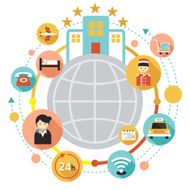 Hotel Accommodation Amenities Services Icons Frame N2