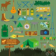 Set camping icon hiking outdoors N6