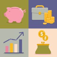 Vector finance and savings icons in flat style