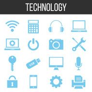 Vector technology and electronics icons set