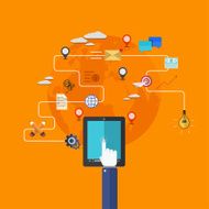 vector modern flat icons set mobile services