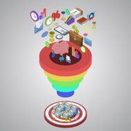 Money making process business process flat style isometric