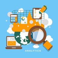 flat design icon set of analytics elements