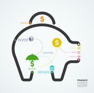 savings and economy concept diagram line style infographic template