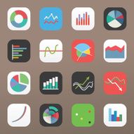 Colorful flat graph icons