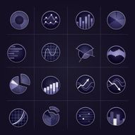 Radiant graph icons on dark background