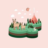 flat 3d isometric camping life illustration N2