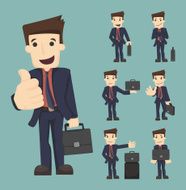 Set of businessman with bag