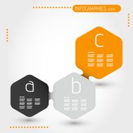 orage hexagonal infographic template with three steps