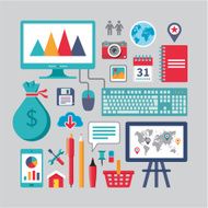 Flat Design - Business Vector Icons for different creative works