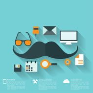 Hipster flat abstract background with web icons Interface symbols Cloud N2