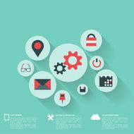 Flat abstract background with web icons Interface symbols Cloud computing N17