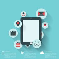 Flat abstract background with web icons Interface symbols Cloud computing N18