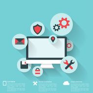 Flat abstract background with web icons Interface symbols Cloud computing N20