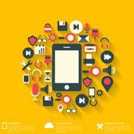 Flat abstract background with web icons Interface symbols Cloud computing N21