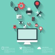 Flat abstract background with web icons Interface symbols Cloud computing N25