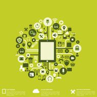 Flat abstract background with web icons Interface symbols Cloud computing N27