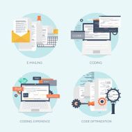 Vector illustration Flat computing background Programming coding Web development and N35